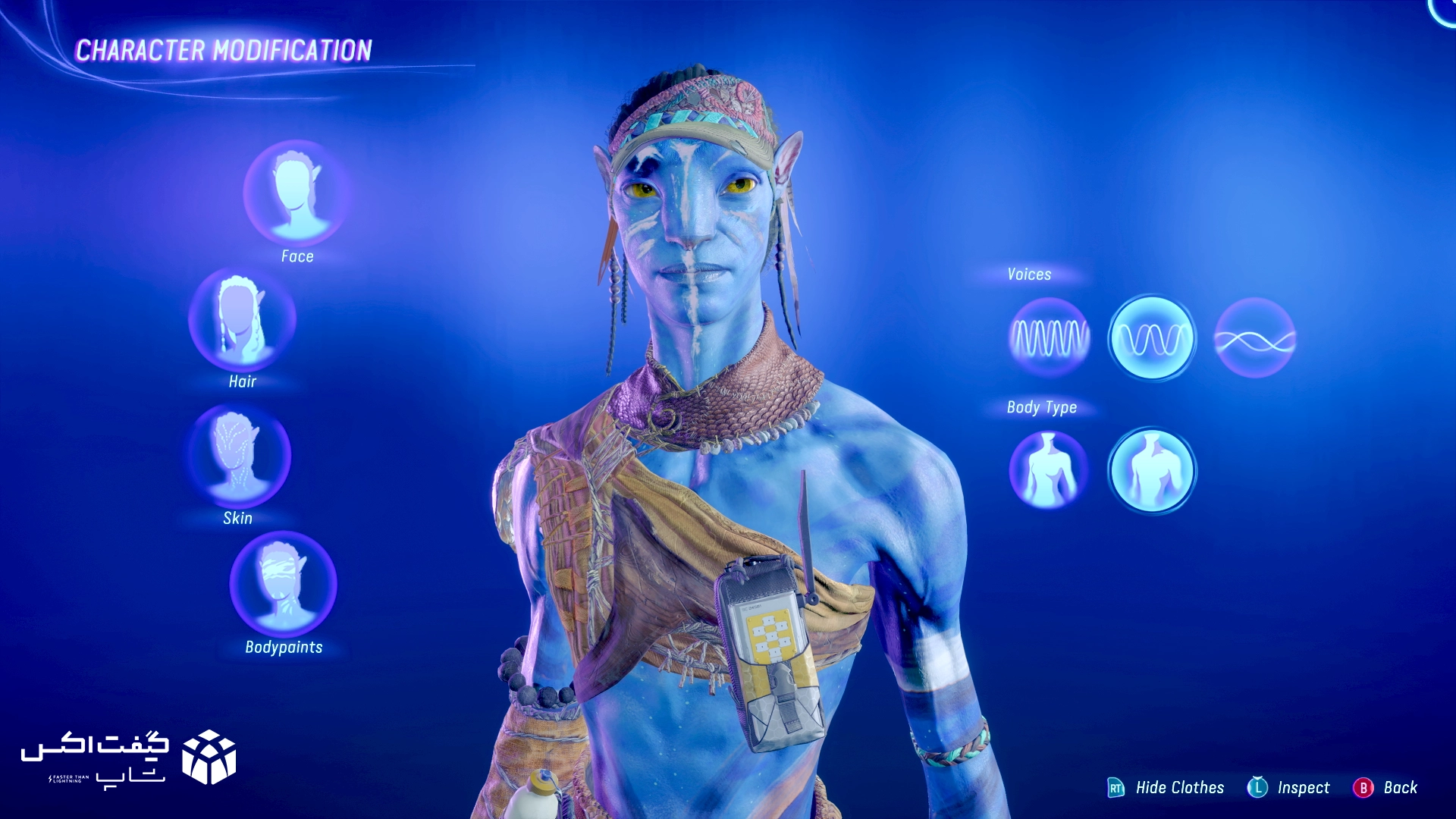 بخش شخصی‌سازی کاراکتر نوی در بازی Avatar: Frontiers of Pandora، انتخاب ظاهر و ویژگی‌ها برای Xbox