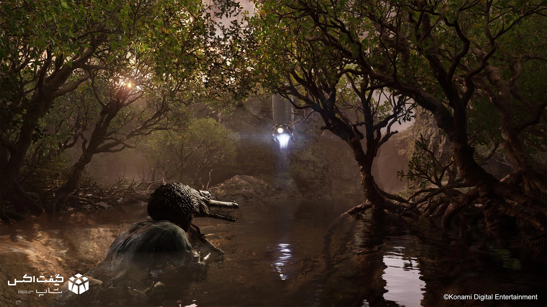 محیط جنگل و مرداب در بازی METAL GEAR SOLID Δ: SNAKE EATER Digital Deluxe برای Xbox با حضور کروکودیل و طراحی واقع‌گرایانه